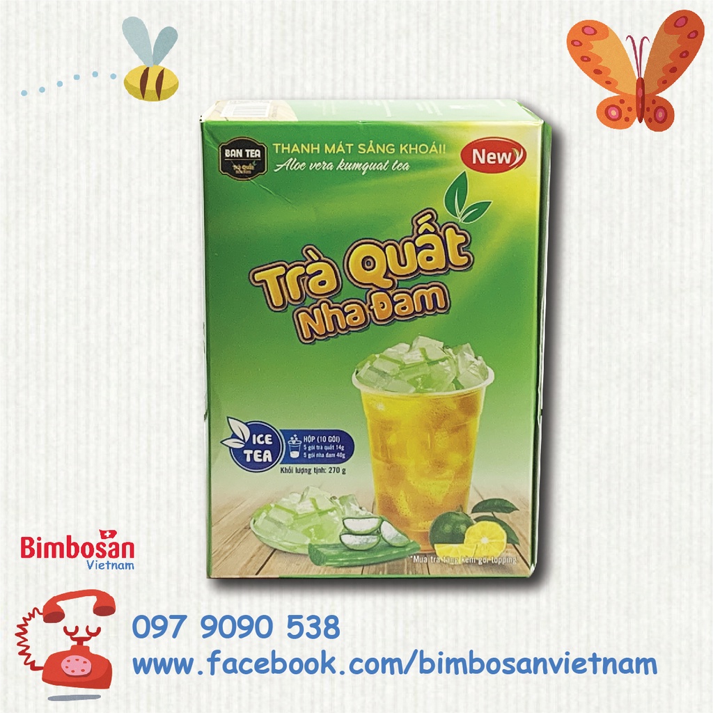 Trà Quất hòa tan kèm thạch Nha Đam Bản Tea hộp 5 set 270g
