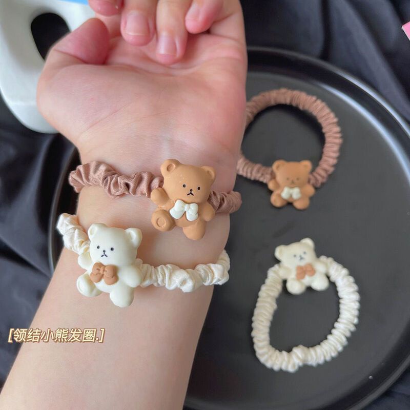 Dây Buộc Tóc Cao Su Thắt Nơ In Hình Trà Sữa Hoạt Hình Dễ Thương Cho Bé Gái