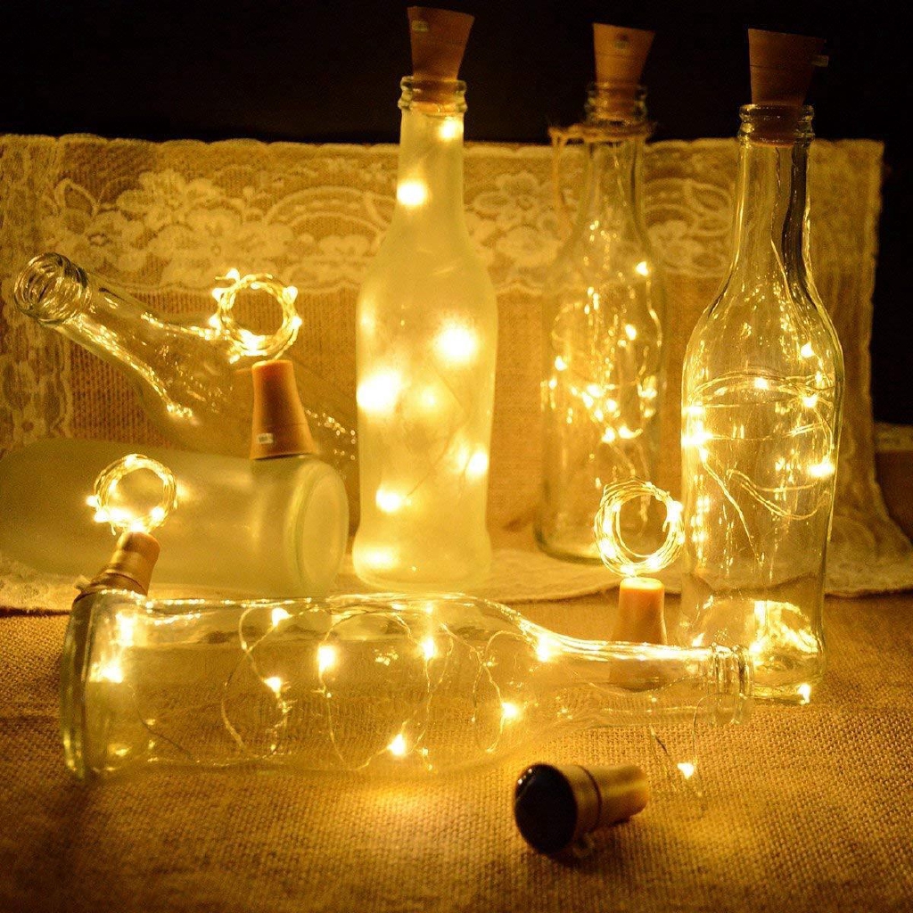 Dây đèn LED 20 bóng 1.5m thiết kế nút bần chặn miệng chai rượu trang trí ban đêm đa năng
