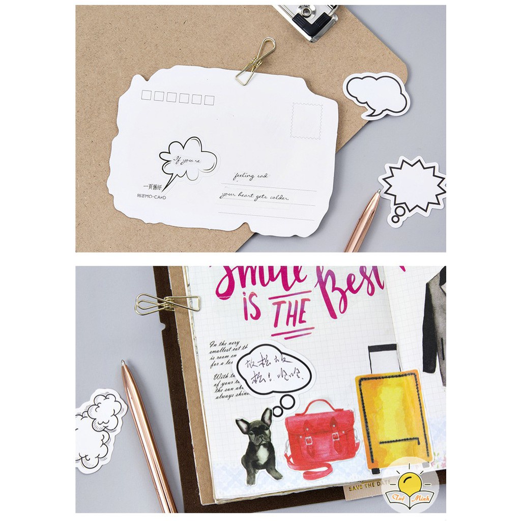 Bộ 45 sticker khung hội thoại viền bóng chat, nhãn dán trang trí album, sổ tay DIY STI30
