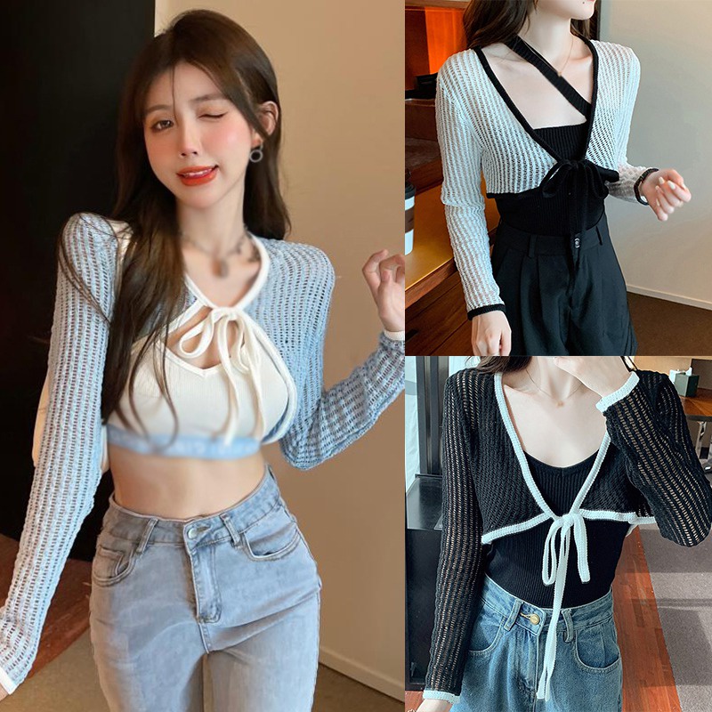 Áo Khoác Cardigan Dệt Kim Màu Sắc Thanh Lịch Nữ Tính
