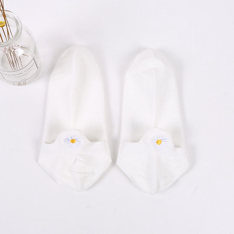 Colorful Cute Cat Embroid Solid Color Ankle Boot Socks Women Cotton White Girls Student Anklet Socks Non Slip Low Cut Socks