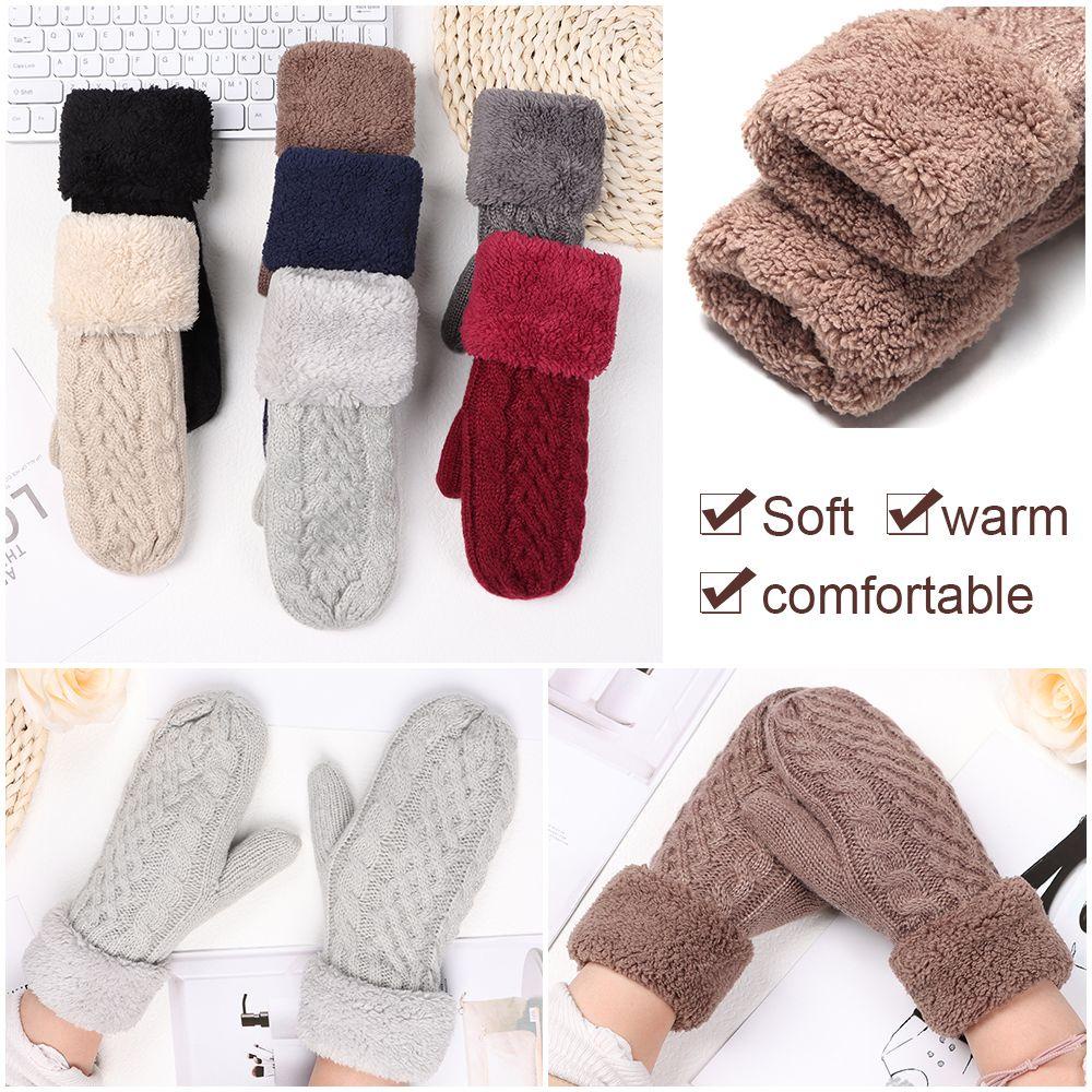 Layor1 Găng Tay Dệt Kim Dày Mềm Mại Thời Trang Cho Nữ