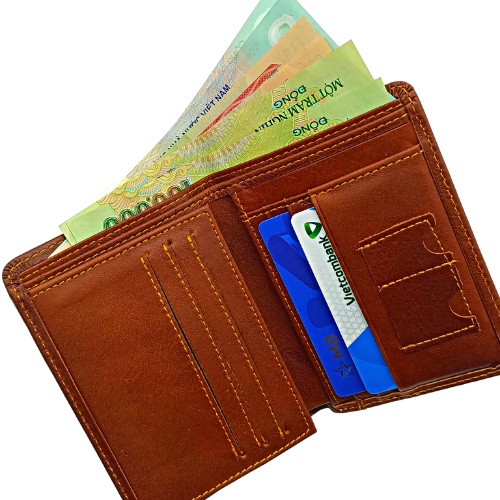 Ví da cao cấp nam, bóp nam da bò kiểu dáng đứng.