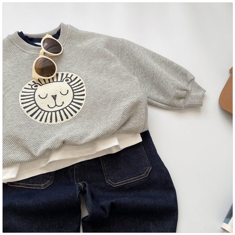 Áo Sweater dáng rộng in họa tiết thời trang mùa thu cho bé trai