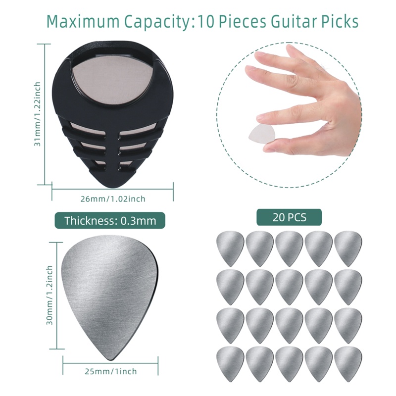 Set 20 Miếng Gảy Đàn Guitar Điện Bằng Kim Loại Hình Trái Tim