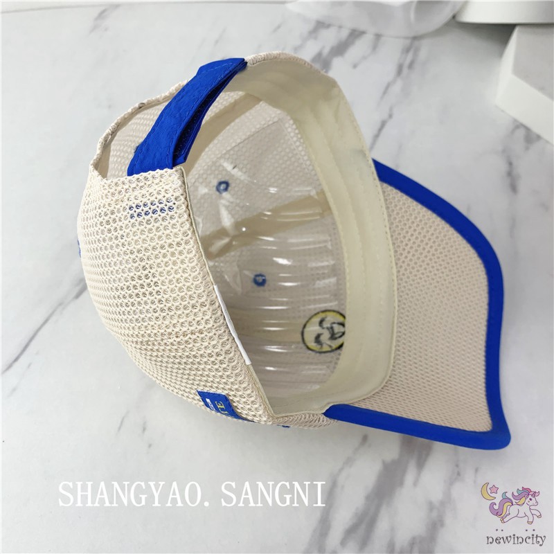 Mũ lưỡi trai phối lưới thêu họa tiết hoạt hình phong cách Hàn Quốc thời trang mùa hè dành cho bé