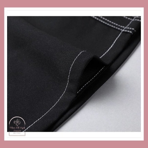 [Qùa tặng dây cột tóc] Quần giả váy cạp chéo viền chỉ nổi, Chân váy đen kèm lót trong váy POPPY QGV-V01 | BigBuy360 - bigbuy360.vn