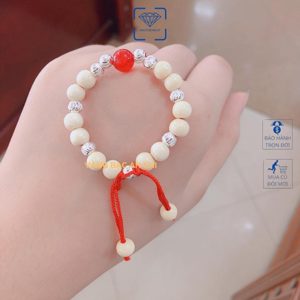 Vòng tay dâu tằm bi bạc đá phong thủy cho bé , người lớn - Anchi jewelry