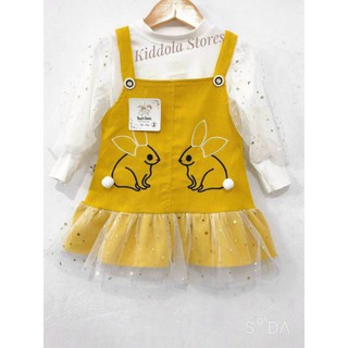 Váy yếm nhung thu đông kiddola stores cho bé gái từ 1 đến 5 tuổi kidsv01