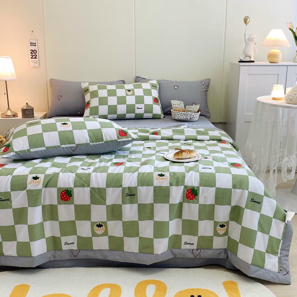 Chăn hè cotton Hàn Quốc, chăn cotton kích thước 2mx2m3 thoáng mát, mềm mịn hàng nhập cao cấp hàng uy tín