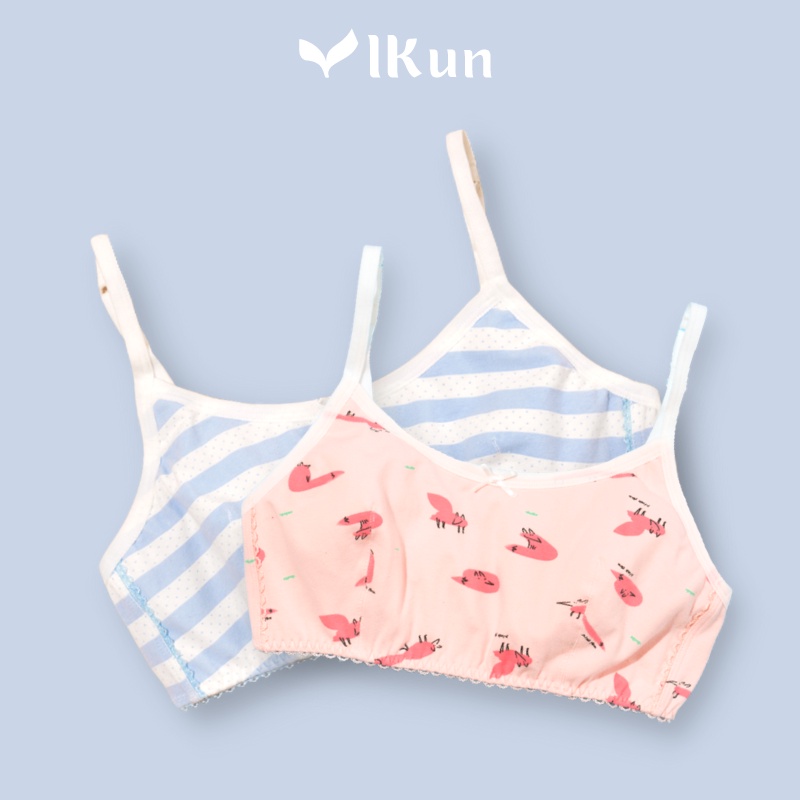 Set 2 áo lá chất liệu cotton dành cho bé gái học sinh thiết kế bởi Ikun