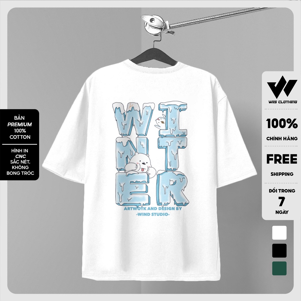 Áo thun tay lỡ unisex WIIS WINTER phông form rộng cotton 65% nam nữ oversize ulzzang
