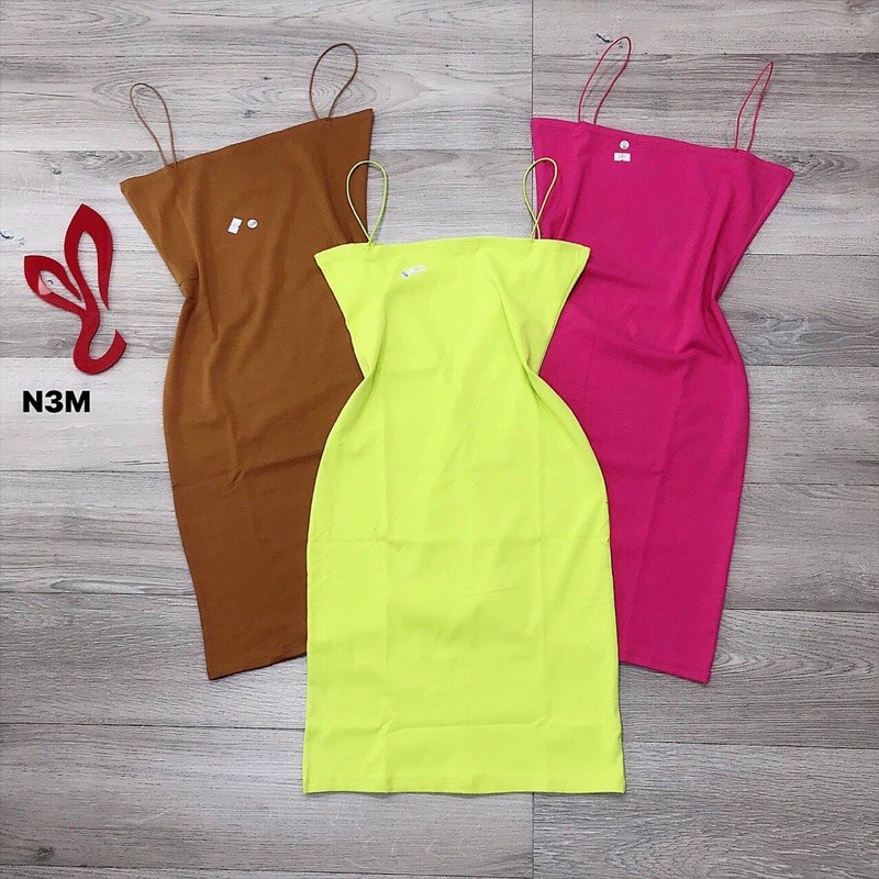 Đầm thun 2 dây ôm body phom ngắn