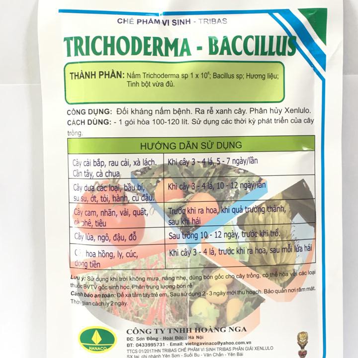 Phân hữu cơ vi sinh Trichoderma Bacilius gói 100g. Chuyên xử lý phế thải, chất hữu cơ và nấm đối kháng.