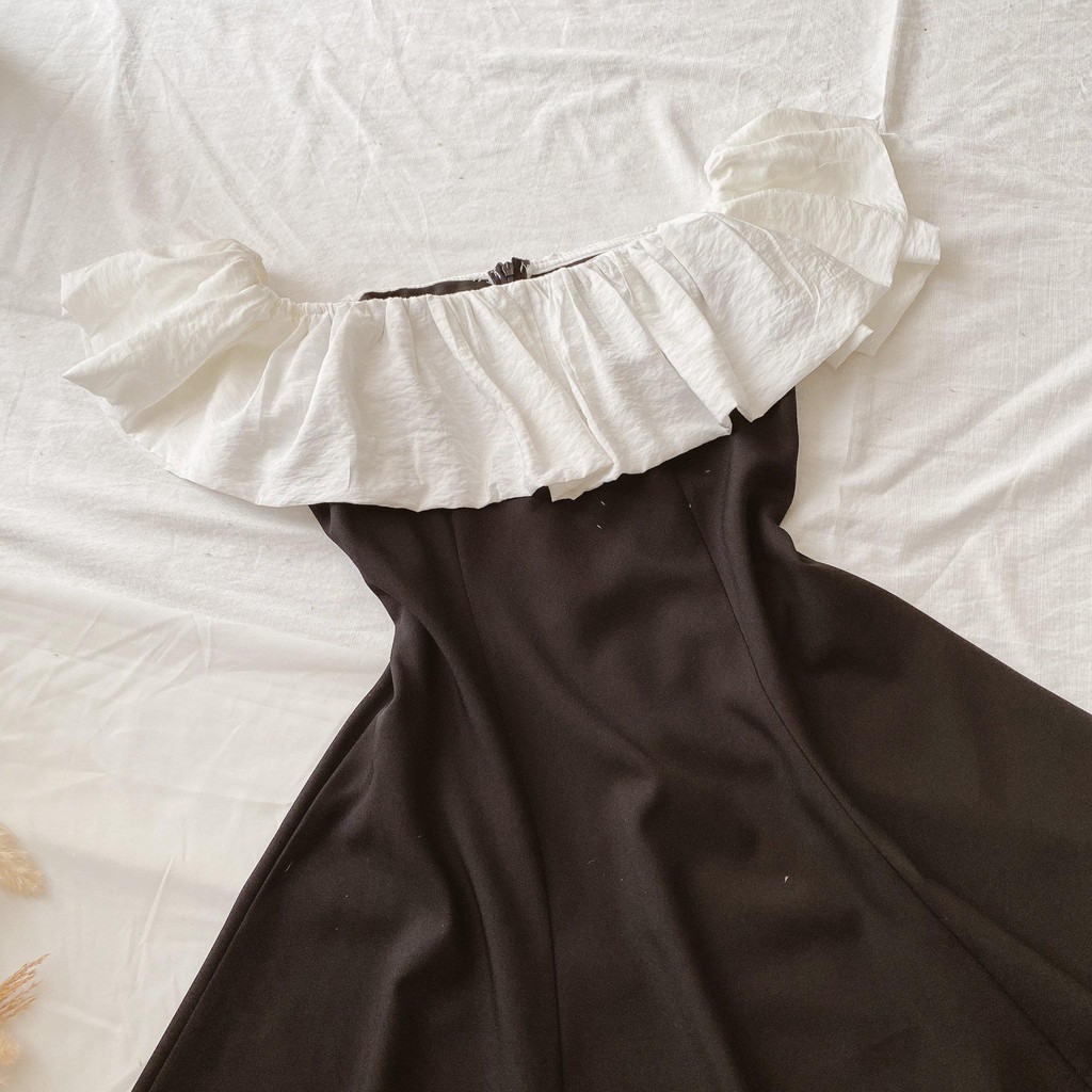 [Mã SKAMA06 giảm 8% tối đa 50K đơn 250K] ĐẦM BẸT ĐEN PHỐI TRẮNG BÈO | BigBuy360 - bigbuy360.vn