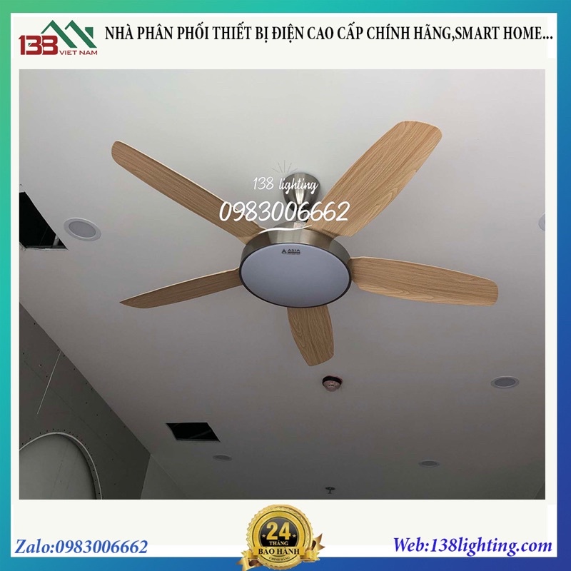 Quạt trần 5 cánh Asia kếp hợp đèn động cơ DC siêu tiết kiệm điện model:GT04