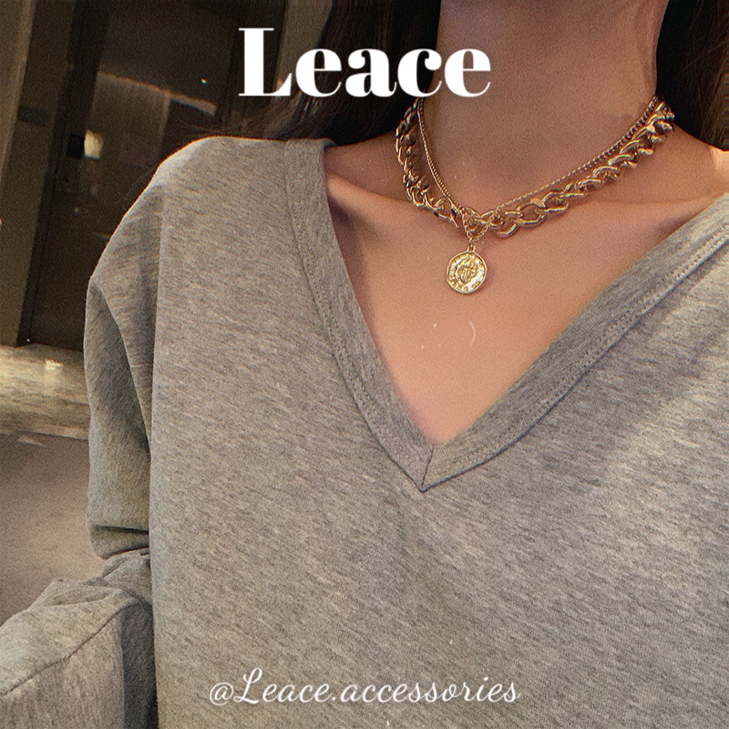 Dây chuyền nữ, vòng cổ nữ 2 lớp mặt đồng xu thời trang NL003,004 Leace.accessories