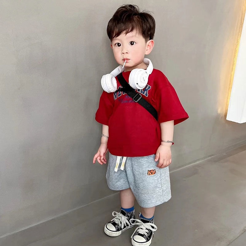 Bộ Áo Sơ Mi Tay Ngắn + Quần Lửng Thời Trang Mùa Hè Dễ Phối Đồ Cho Bé Trai