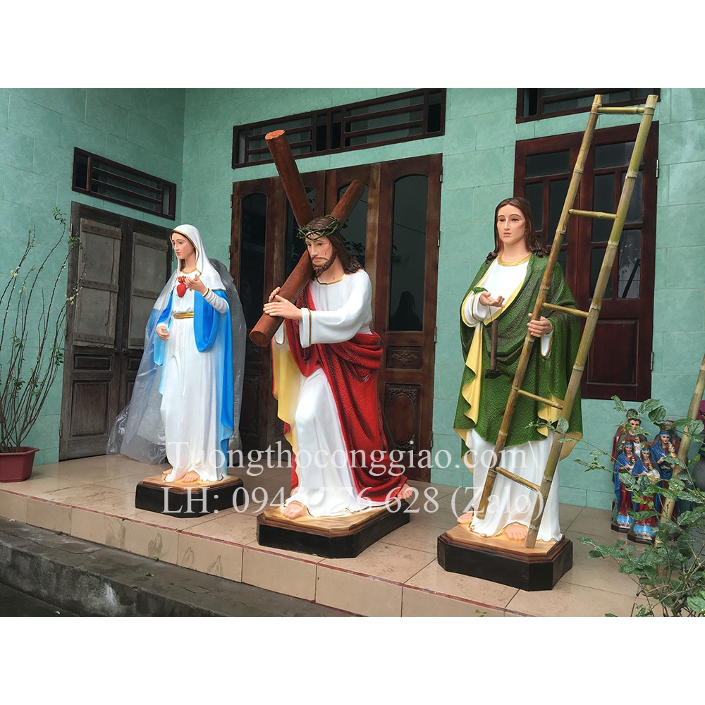 Bộ tượng Kiệu Chúa vác Thập giá mùa Thương 1m6