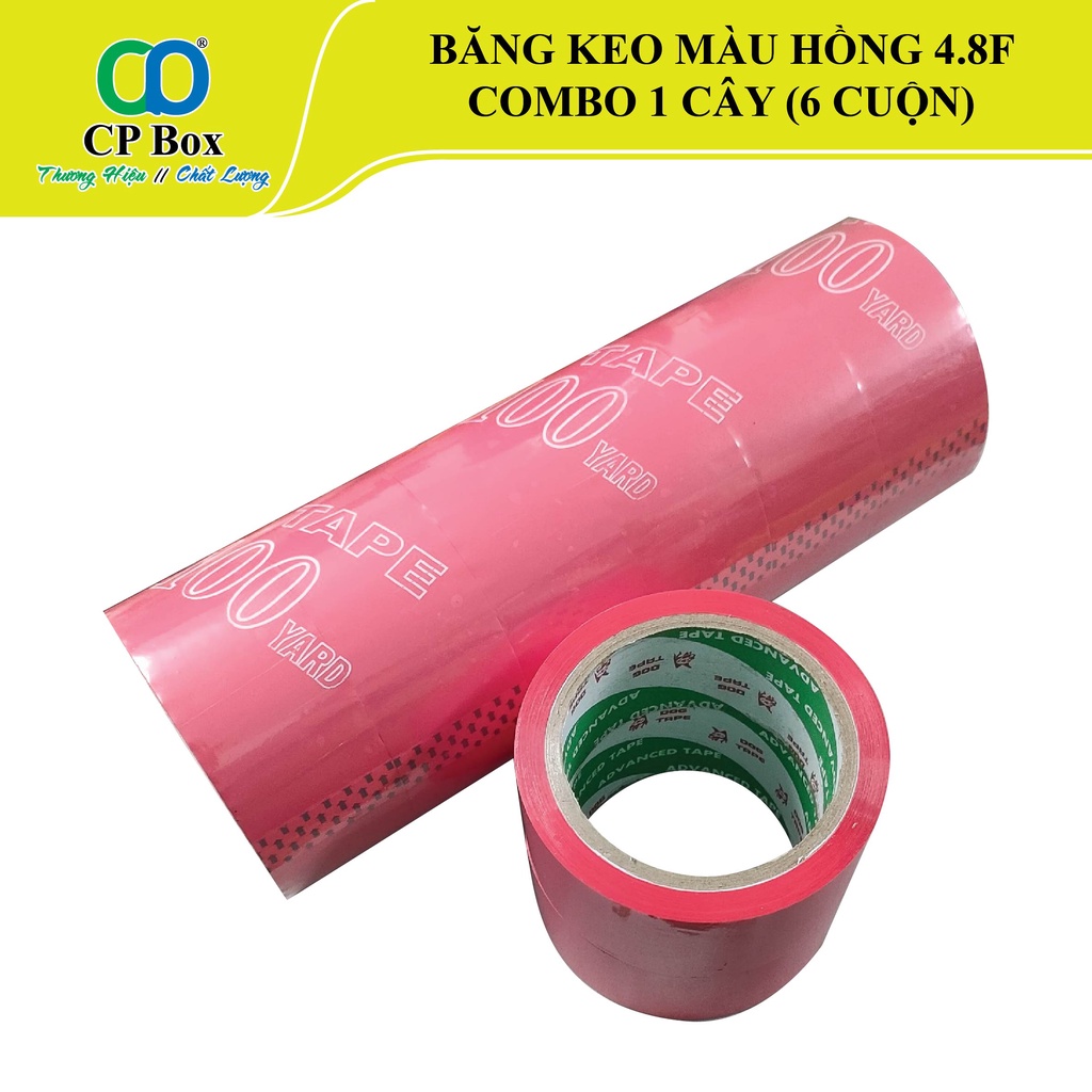 1 Cây Băng keo màu Hồng, bản 4.8F, nặng 900gr/ cây , Băng keo dán thùng, dán hộp - CP Box