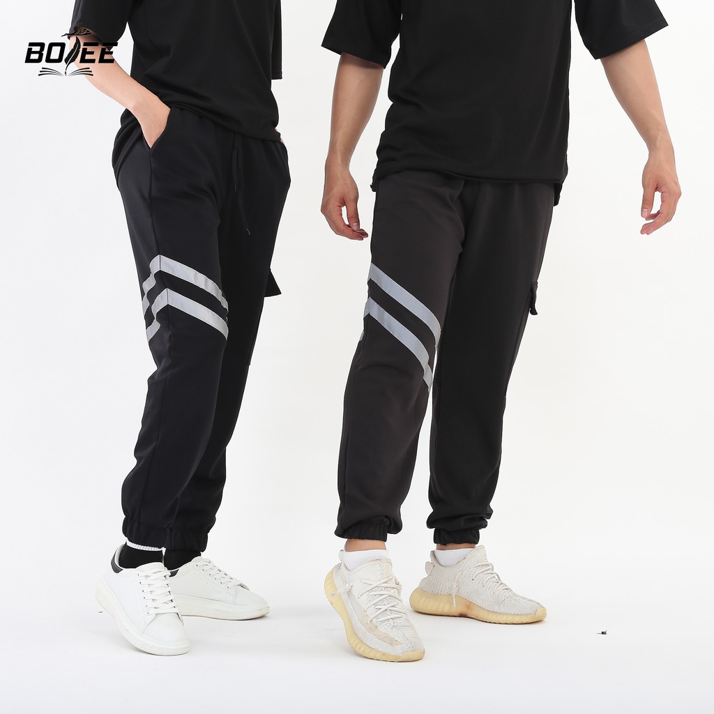 Quần jogger túi hộp Phản Quang BOTEE unisex nam nữ chất poly cao cấp