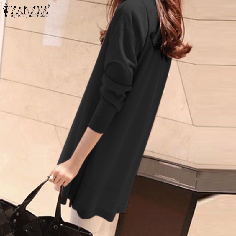 Áo khoác cardigan ZANZEA tay dài màu trơn phong cách vintage trẻ trung