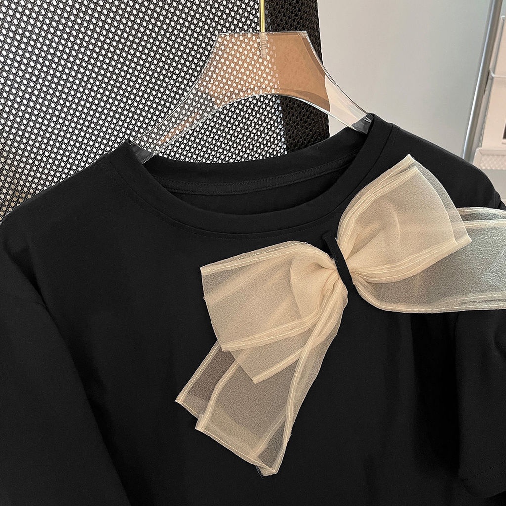 Áo Thun Nữ Tay Ngắn Thắt Nơ Sáng Tạo Mùa Hè Mới