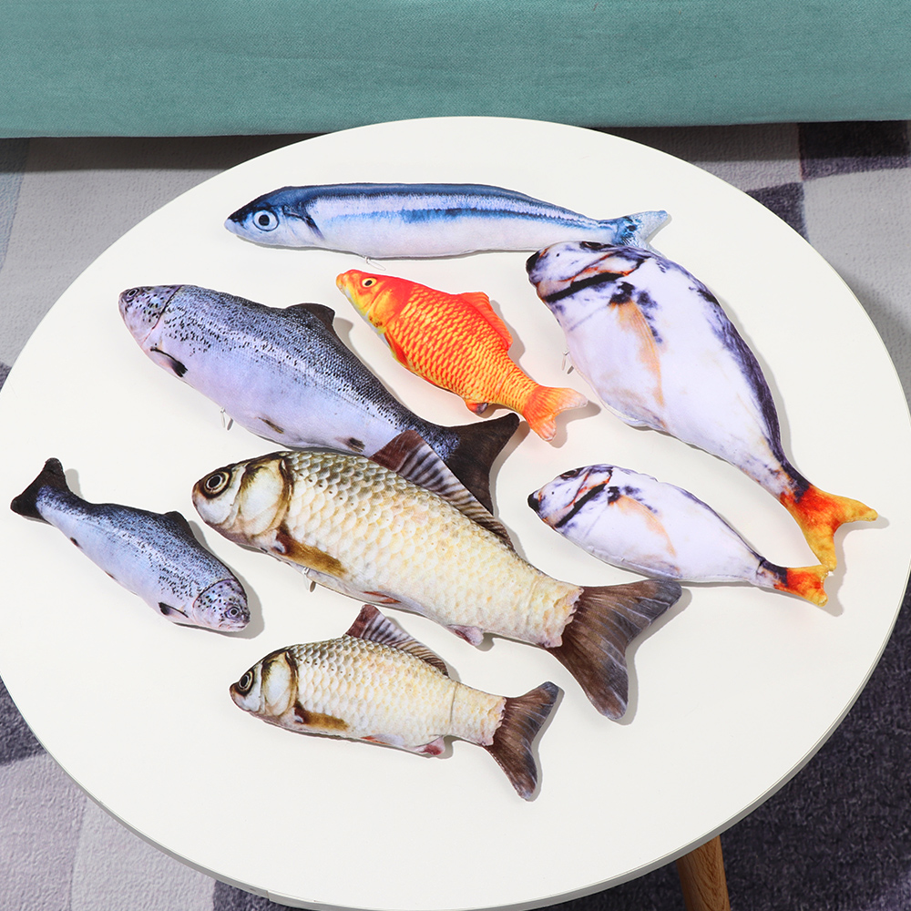 Đồ Chơi Nhồi Bông Hình Cá Có Mùi Bạc Hà Sống Động Cho Mèo Cưng