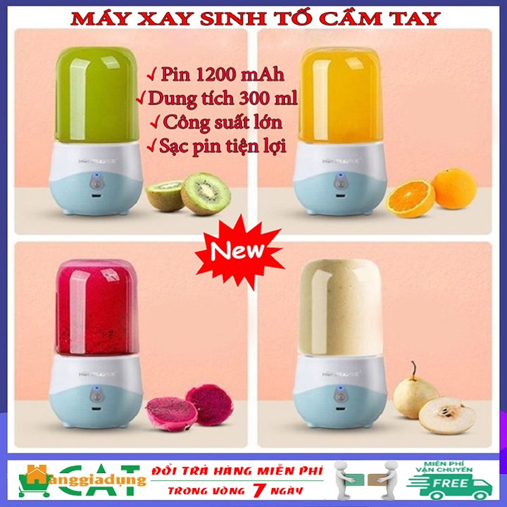 Máy xay sinh tố cầm tay HONGUO 300ml, pin sạc 1200mAh [GIÁ RẺ]