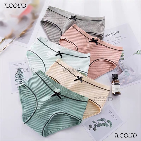 Quần lót nữ cotton gân tăm phối nơ kháng khuẩn co giãn siêu thoáng mát