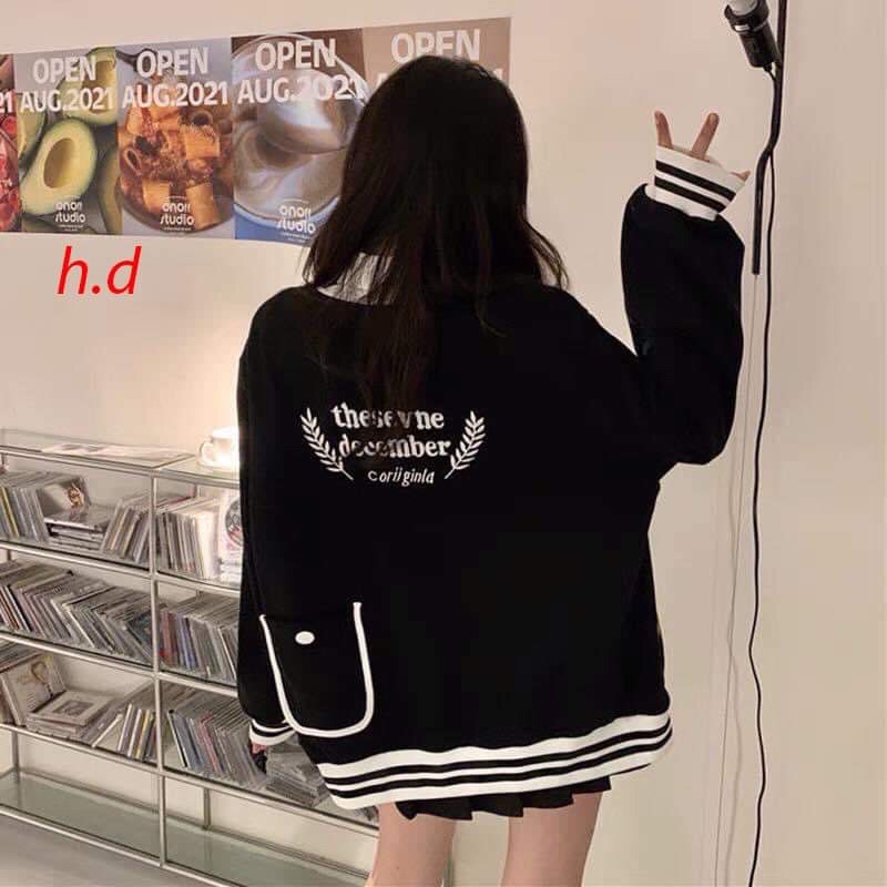 Áo Khoác Bomber Cadigan The seven Zenchất nỉ bông có cúc dọc áoSweater Thời trang Nữ Thu Đôngphong cách Hàn Quốc