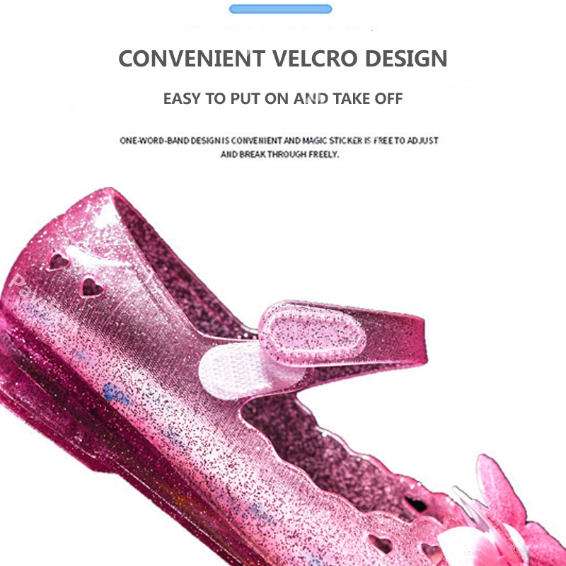 ✿Hàng Có Sẵn✿ Giày Búp Bê Nhựa Mềm Đính Nơ Có Đèn LED Dễ Thương Cho Bé Gái