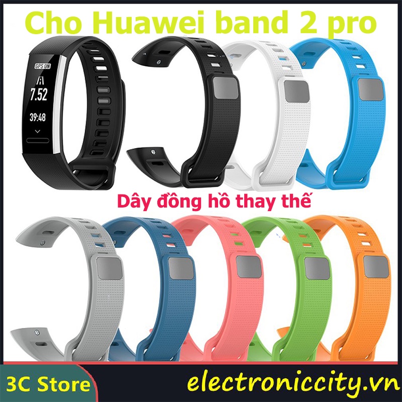 ⚡ELE⚡Dây đồng hồ thay thế Dây Đeo Thay Thế Chất Liệu Silicon Màu Trơn Bộ 3 dây đeo silicon cho đồng hồ thông minh Huawei Band 2 Pro
