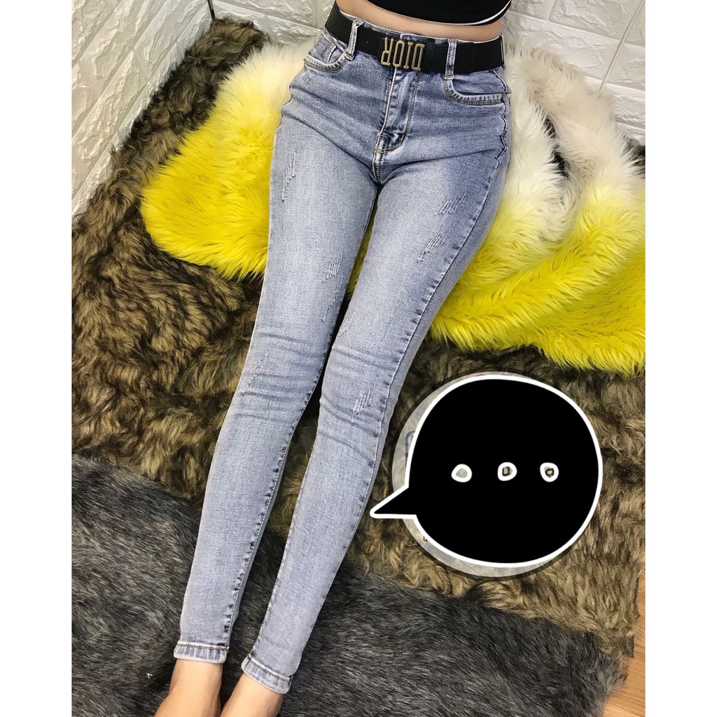 [40kg~90kg] QUẦN JEAN DÀI BIG SIZE NỮ màu xanh xám, co dãn mạnh lưng cao 2396