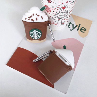 Vỏ Bảo Vệ Hộp Sạc Tai Nghe compatible AirPods Pro/compatible AirPods 3/compatible AirPods 2 Gen Hình Cây Kem Starbucks Màu Hồng