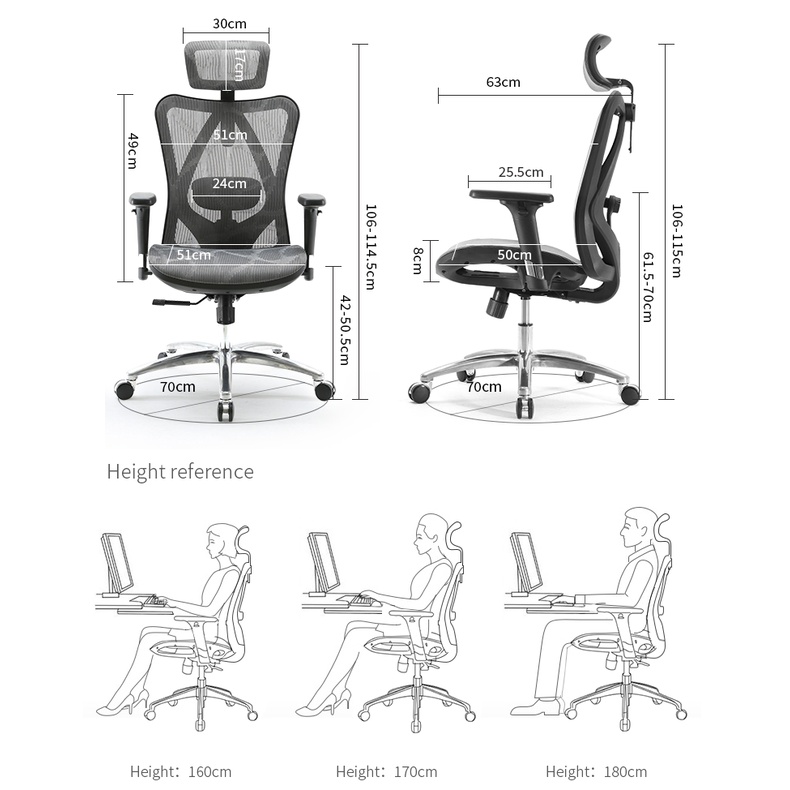 SIHOO M57 - Ghế xoay văn phòng công thái học Ergonomic, Full lưới thoáng khí, Điều chỉnh thắt lưng bảo vệ cột sống