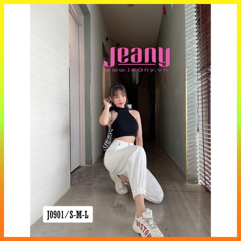 Quần Jean Baggy Lưng Cao Phối Xích Màu Trắng J0901 - Jeany uy tín