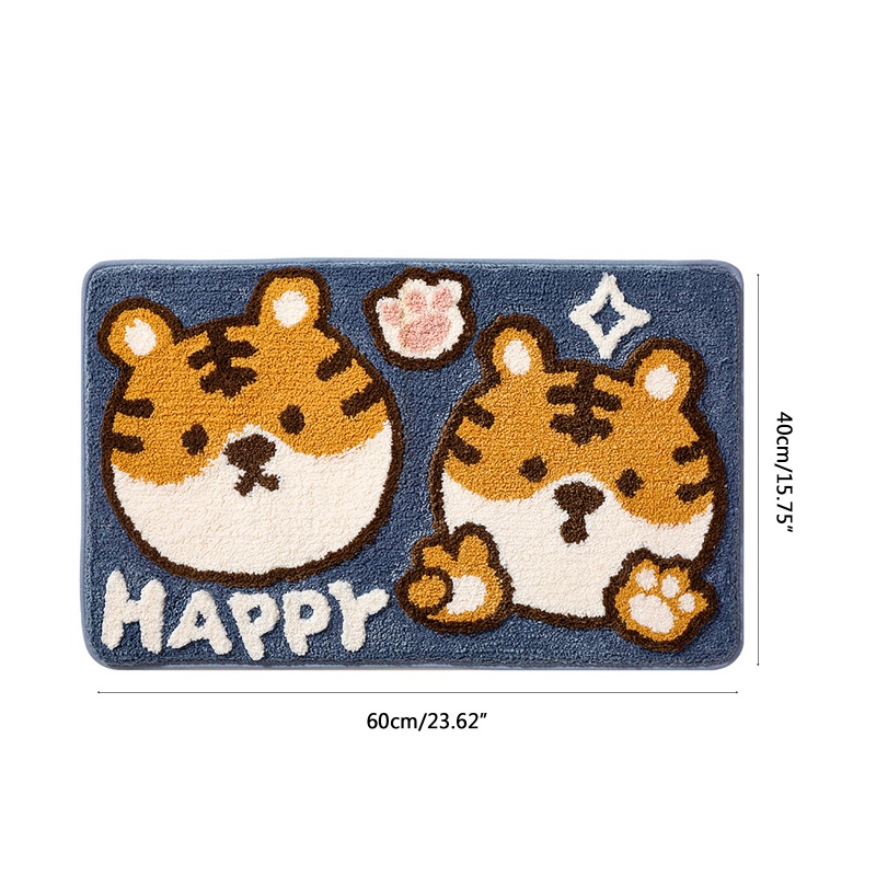 Thảm Chùi Chân Chống Trượt Thấm Hút Tốt In Hình Hổ Hoạt Hình Dễ Thương