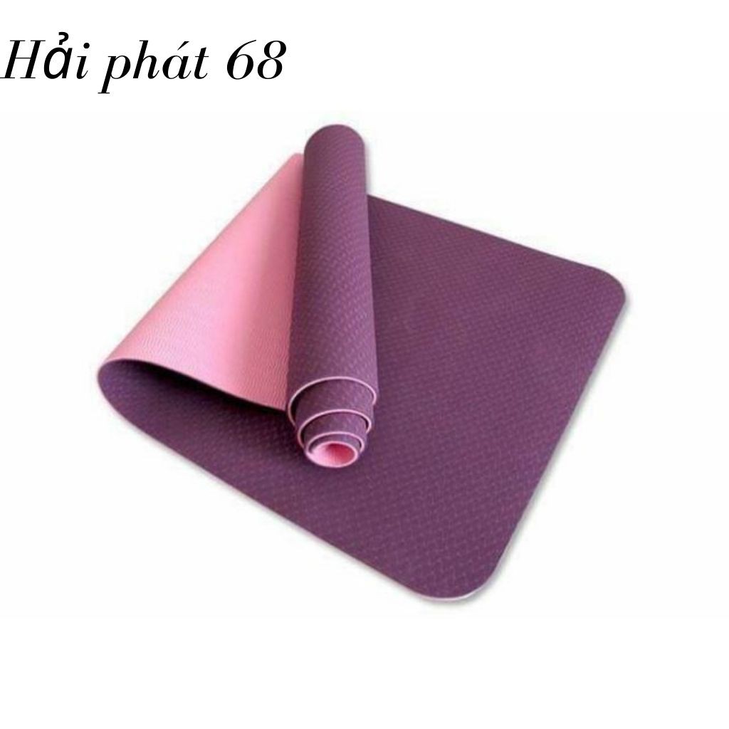 Thảm Yoga, Thảm Tập Yoga  2 Lớp Chất Liệu TPE Chống Trơn Trượt Độ Dày Thảm 6mm