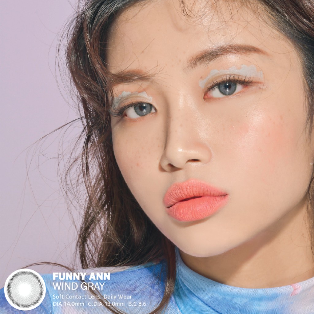Lens Mắt Cận ANN365 1 Tháng Màu Xám Gió Funny Ann Wind Gray Đeo 12h/Ngày