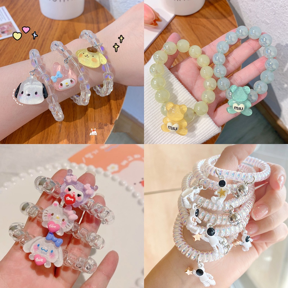 Dây Cột Tóc Đính Hạt Hình Chú Chó Yugui Hoạt Hình Dễ Thương