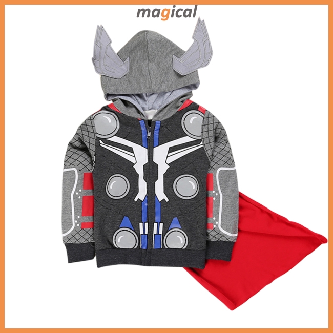 Áo khoác hoodie khóa kéo tay dài in hình siêu anh hùng hoạt hình cho bé trai