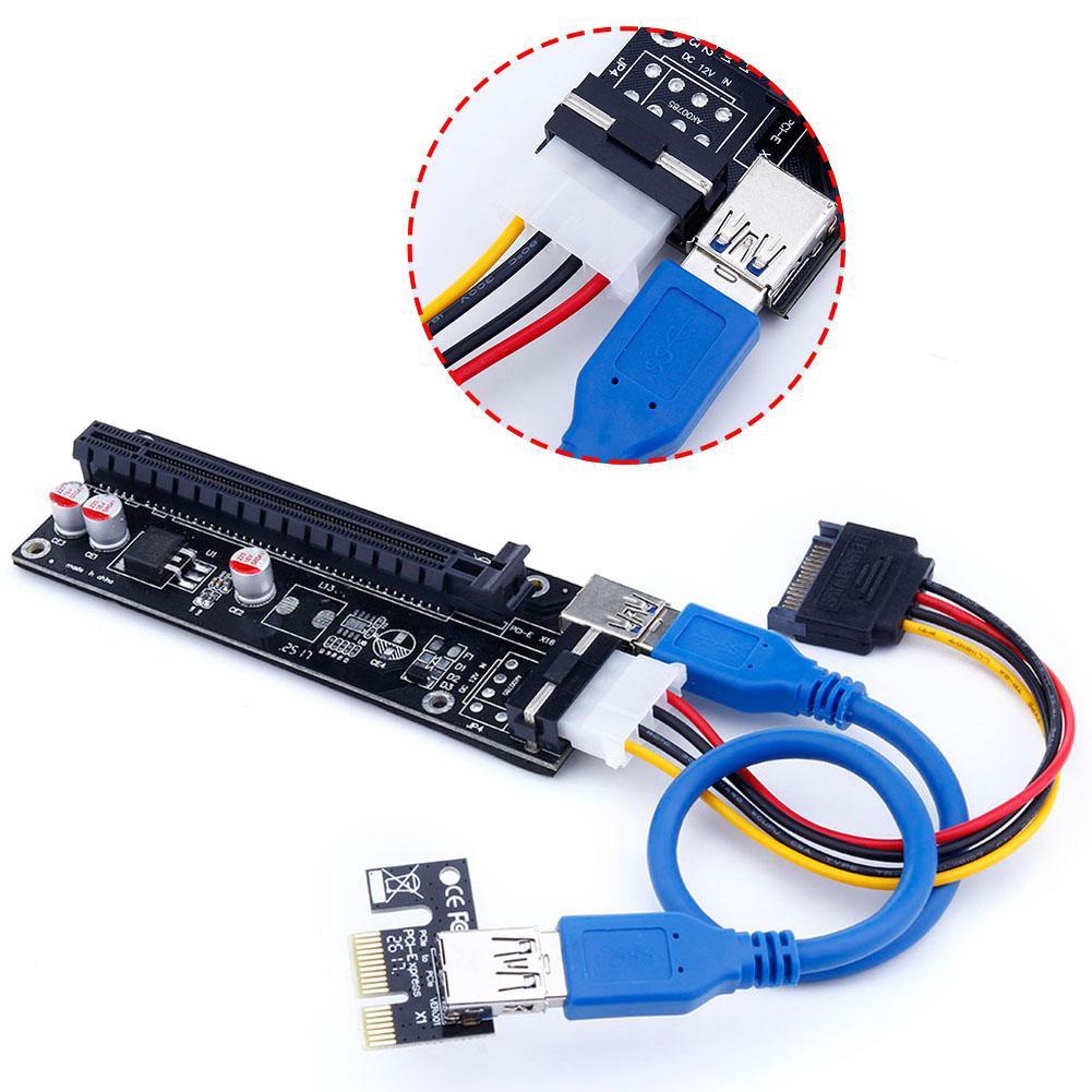 Card mở rộng từ 1x sang 16x kèm cáp Usb 3.0 chuyên dụng chất lượng cao -Blue-30 cm