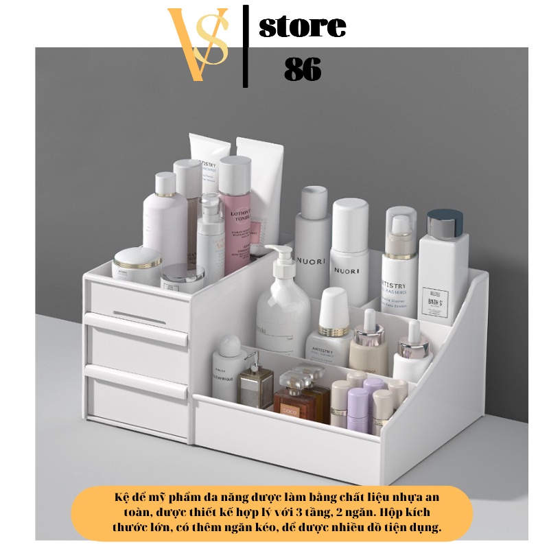 Kệ mỹ phẩm khay đựng đồ trang điểm son phấn để bàn có hộp ngăn kéo nhựa chắc chắn