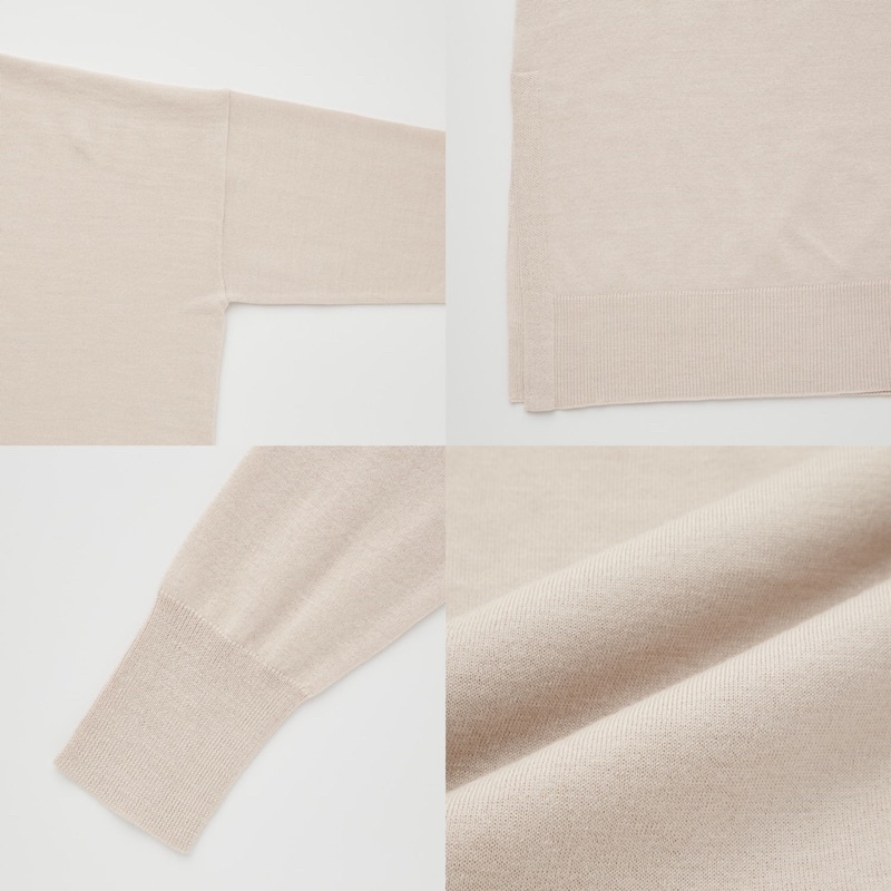 Áo len dáng dài rộng cổ 3 phân nữ dòng Merino Blend Mock Fine Extra của UNIQLO