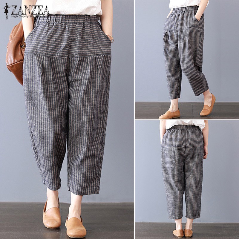 Quần nữ ống rộng kẻ sọc thời trang | BigBuy360 - bigbuy360.vn