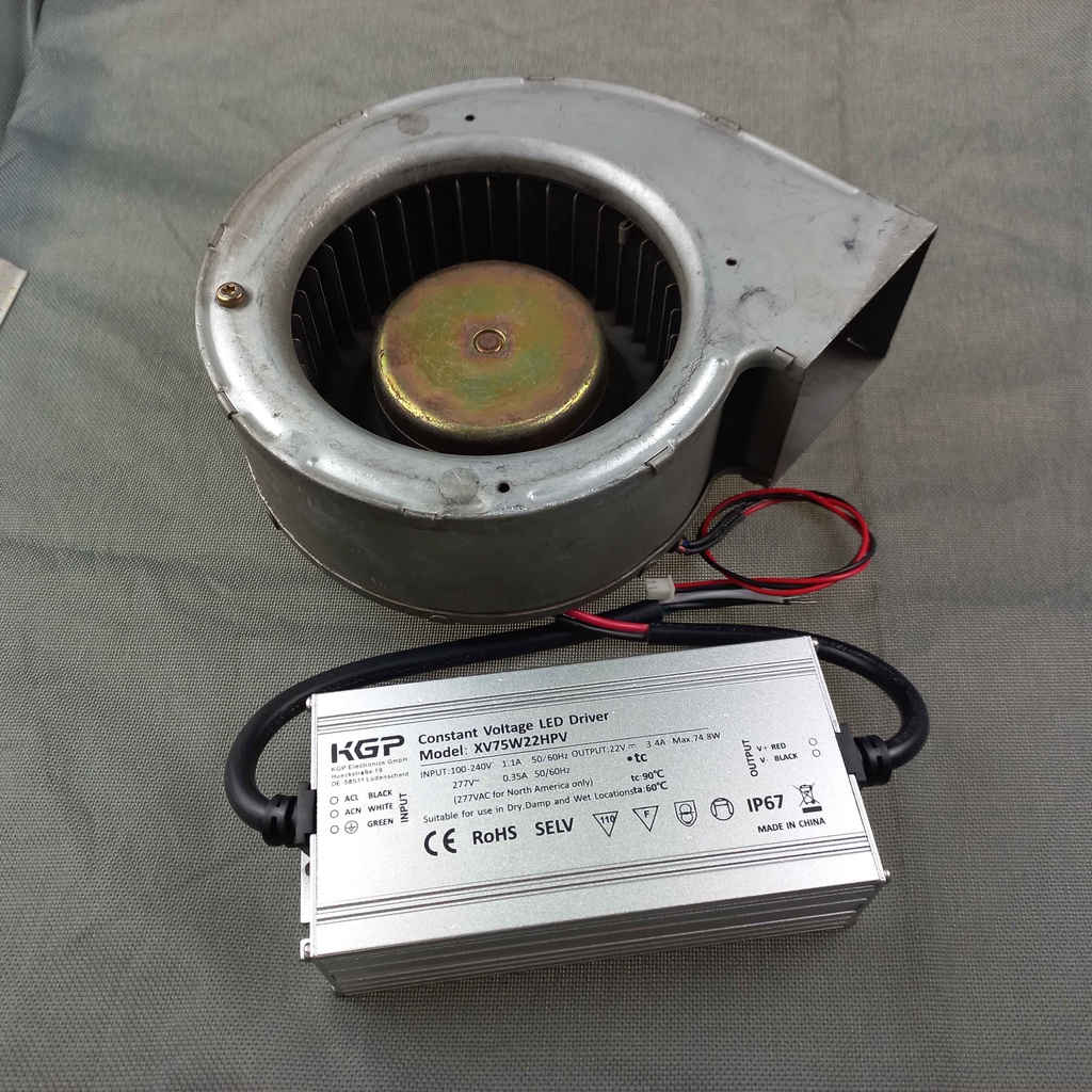 Combo Quạt Sò Ly Tâm EBM24V G1G133-DE19-15 + Nguồn Chống Nước 22V New 100% | Quạt EBM 24V | Quạt Sò Ly Tâm 24V