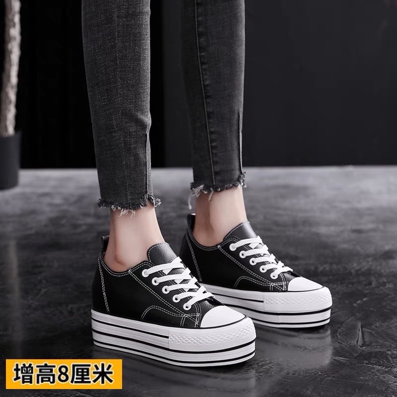 Giầy thể thao độn đế chất liệu da lỳ cao 8cm