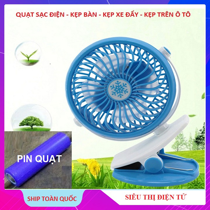 Quạt Kẹp Bàn, Pin Sạc 360 Độ - Quạt Mini Di Động Đa Năng Dùng Trên Ô tô Văn Phòng Kẹp Xe Đẩy